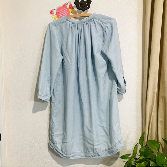 Ulla Johnson Split Neck Chambray Dress Tunic Shift Sz 8 - Picture 6 of 13